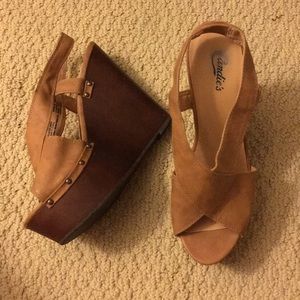 Brown wedge heels